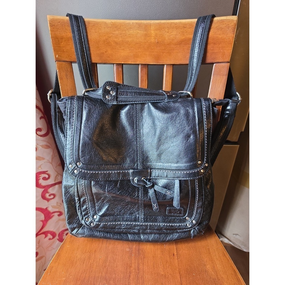 THE SAK Ventura Convertible Crossbody Backpack Black Leather Excellent